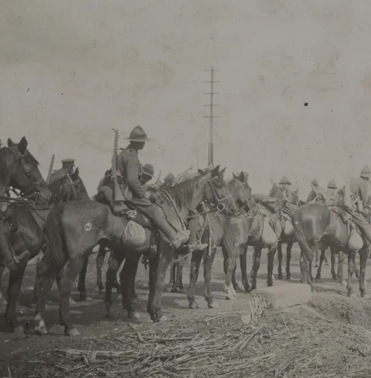 Auckland Mounted Rifles on 500 mile trek to Moascar, with New Zealand Mounted Rifles in Egypt.