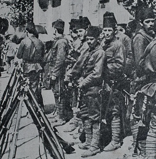 Turkish soldiers mobilising in Constantinople, circa February 1915.
