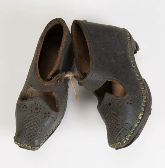 Child's shoes, pre-1916.