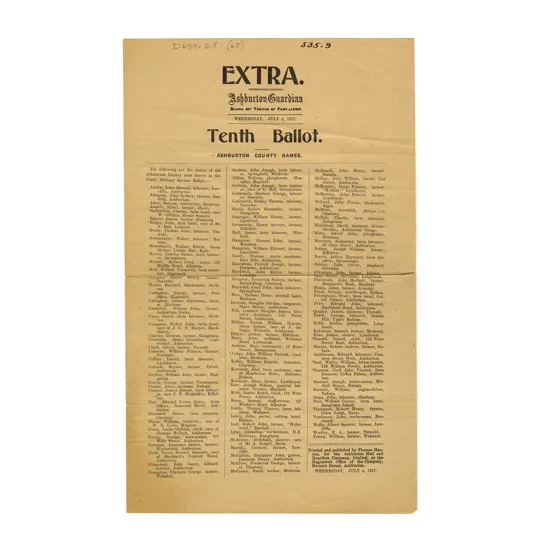 Insert from Ashburton Guardian, 1917.