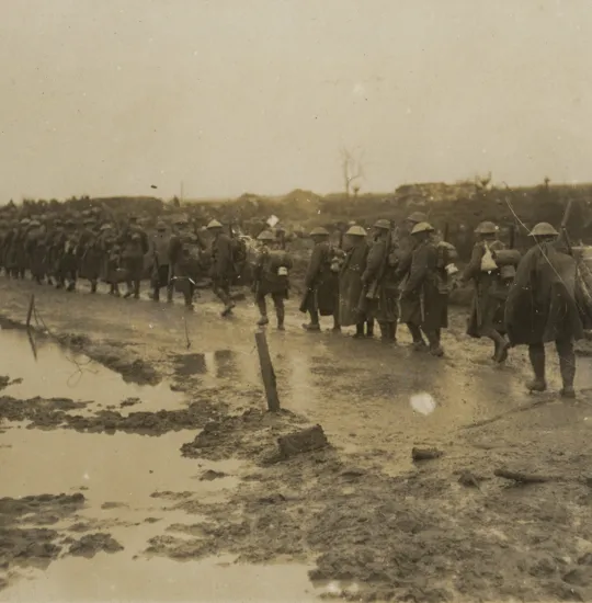 New Zealand Reinforcements on the way up to the line, 13 October 1917.