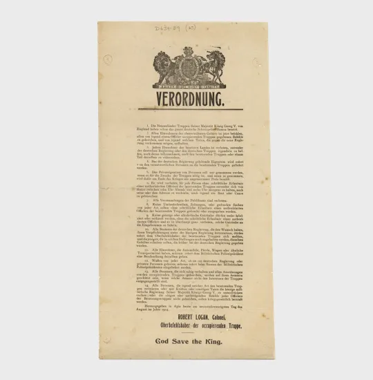 Proclamation of the occupation of German Samoa, 1914.